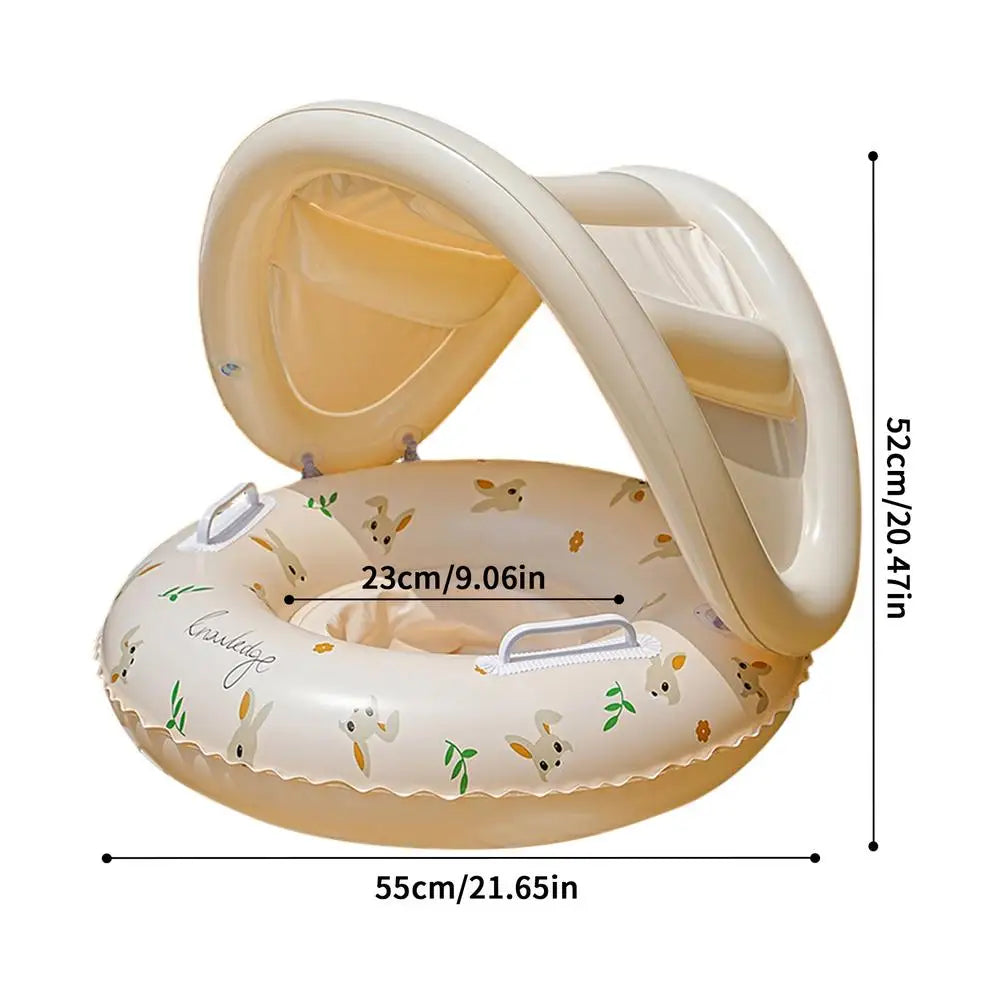 Kids Inflatable Pool Float Swim Ring with Sun Canopy