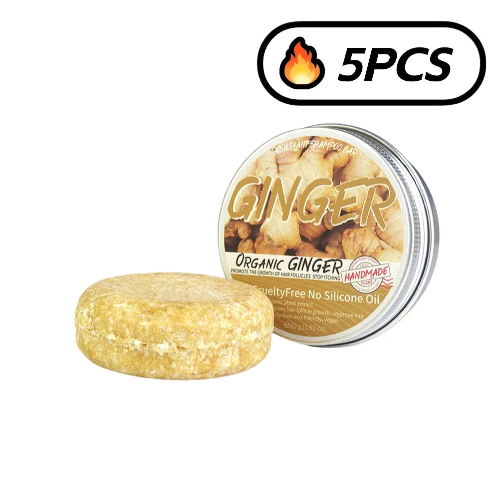 Ginger Polygonum Soap Shampoo Soap Cold Processed Soap Hair Shampoo Bar Pure Plant Hair Shampoos Hair Care Peaceful Pleasures Health and Wellness English Bx5pcs
