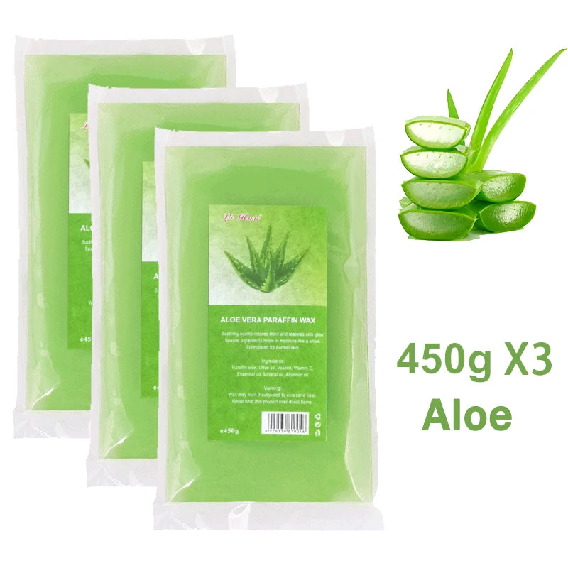 1/3Pcs Care Paraffin 200g/450g Moisturizing Hands And Feet Mask Peel Off SPA Restores Gloss Nourishing Hands Feet Hydrating Mask Peaceful Pleasures Health and Wellness 450gHW-AloeX3