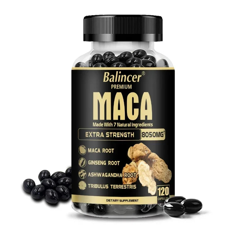 Organic Maca Root - with Panax Ginseng - Helps Provide Strength and Endurance During Workouts and Improves Mental Focus Peaceful Pleasures Health and Wellness 120 count-1 bottle