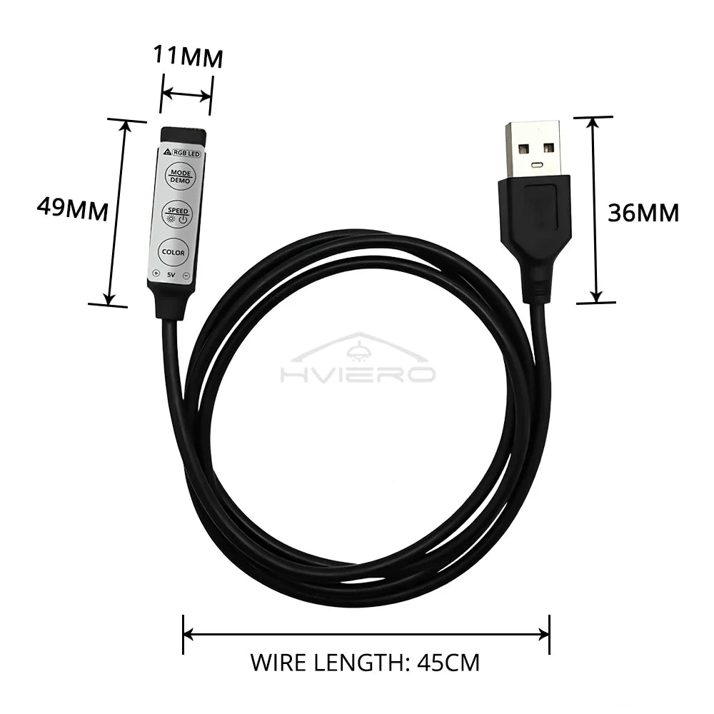 RGB LED Strip Controller DC 5V | 3-Key Dimmer 19 Color Modes