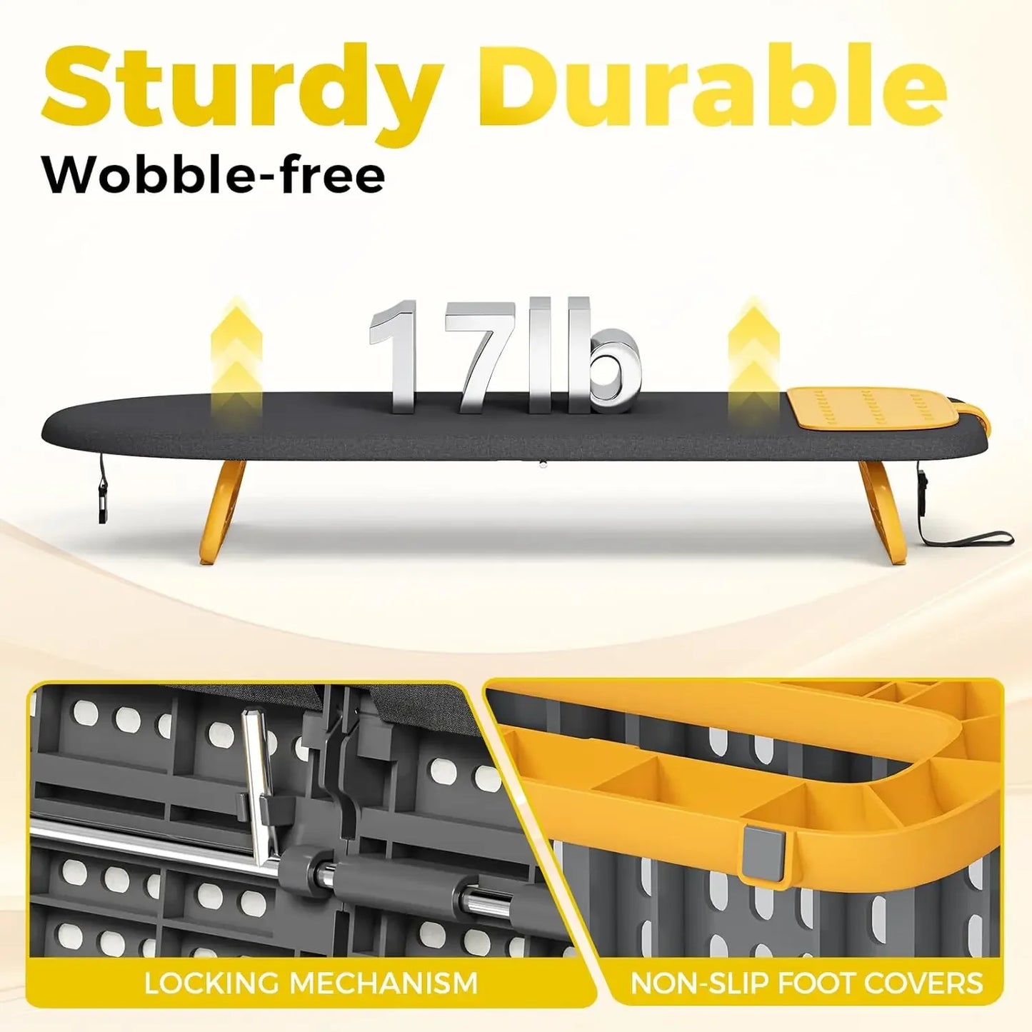 Compact Foldable Ironing Board with Heat-Resistant Mat, Portable for Travel & Dorm, 12x32 Black Peaceful Pleasures Health and Wellness