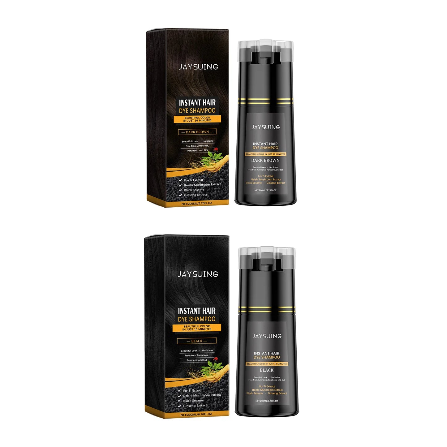 Polygonum Multiflorum Hair Dye Shampoo Herbal Nourish Repair Roots Boost Hair Vitality Repair Hair Damaged Instant Dye Shampoo Peaceful Pleasures Health and Wellness Brown And Black