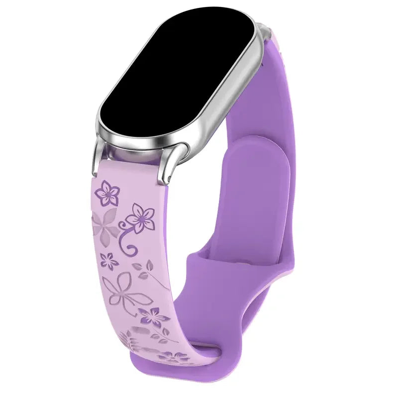 3D Flower Silicone Band for Xiaomi Mi Band 8 & 9 NFC Peaceful Pleasures Health and Wellness PURPLE For Mi band 8 9