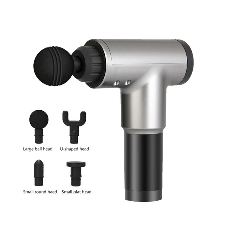 Professional High Quality Handheld Deep Tissue Muscle Percussion Gun Portable Fascia Massager for Head Massage Peaceful Pleasures Health and Wellness Silver