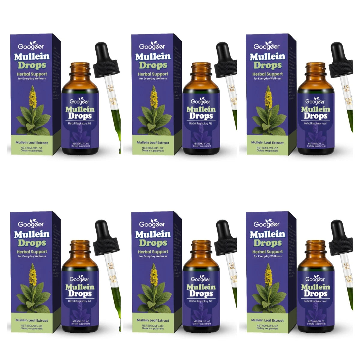 Googeer Mullein Leaf Extract Drops with Chlorophyll – 60ml