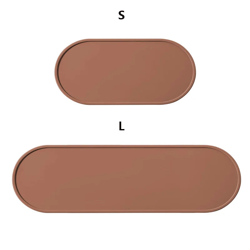 1Pc Oval Kitchen Utensils Silicone Non-slip Heat-resistant Pad Condiment Jar Holder Silicone Mat Condiment Jar Base Pad Peaceful Pleasures Health and Wellness Brown S Oval