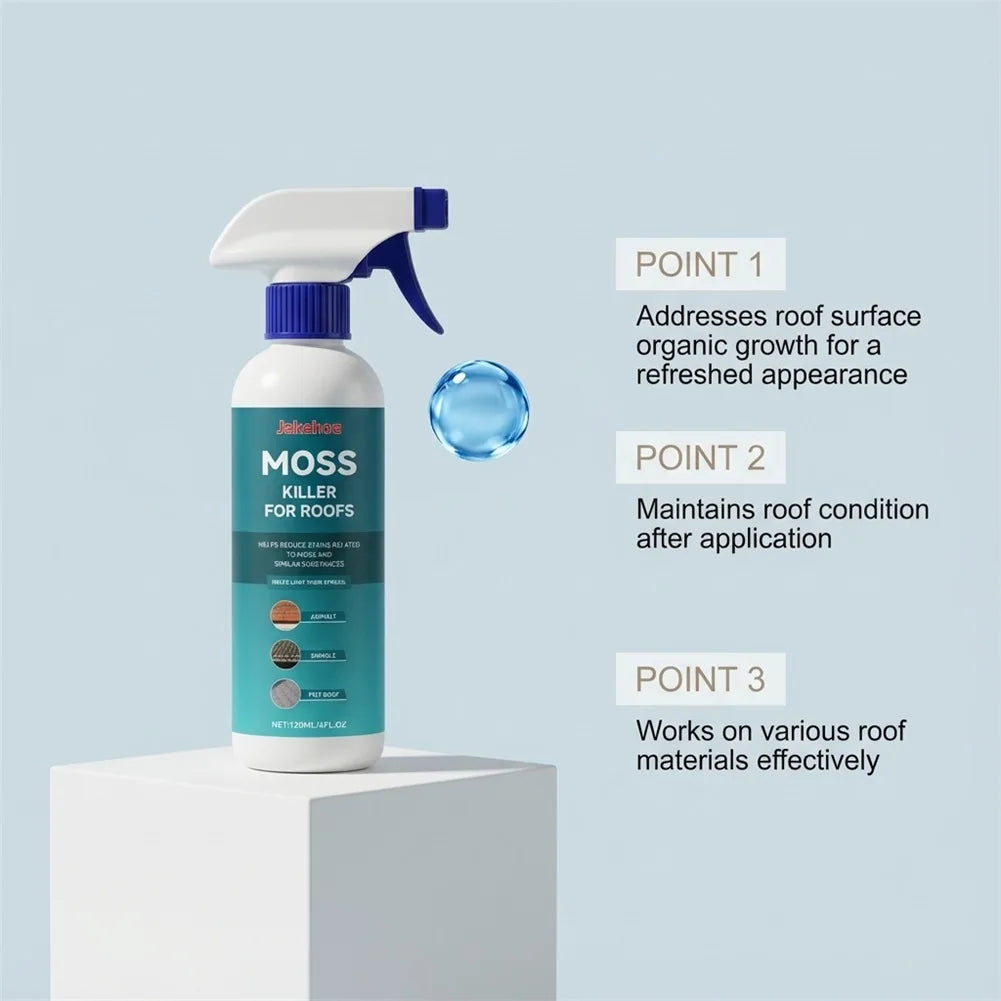 Roofs Moss Remover For Shingles,Outdoor Algae Mold Cleaner Concentrate,Eco Friendly Long Term Moss Prevention Spray, Peaceful Pleasures Health and Wellness