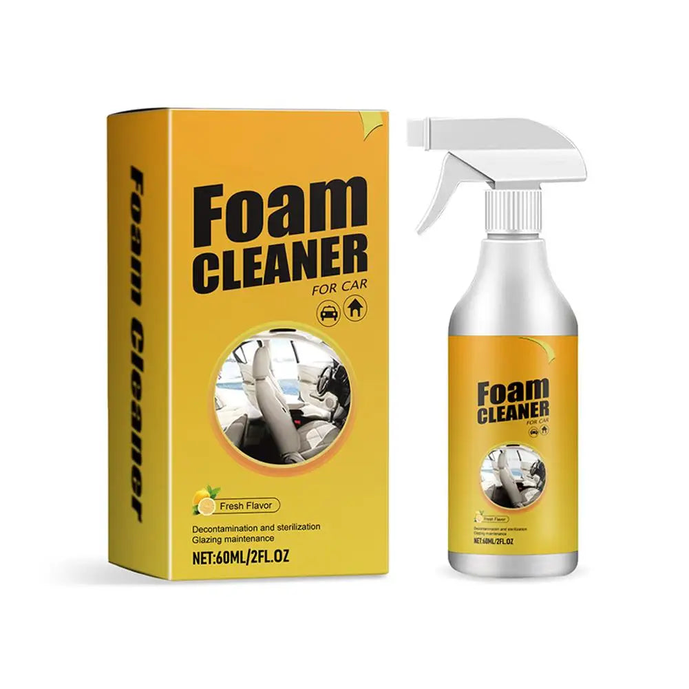 Car Interiors Leather Seats Shoes Multipurpose Foam Cleaner Fresh Lemon Scent Car Steering Wheel Decontamination Cleaning Spray Peaceful Pleasures Health and Wellness 60ml