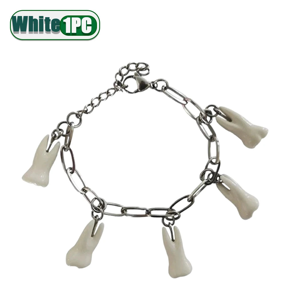 Punk Teeth Chain Bracelet | Unisex Vintage Silver Stainless Steel