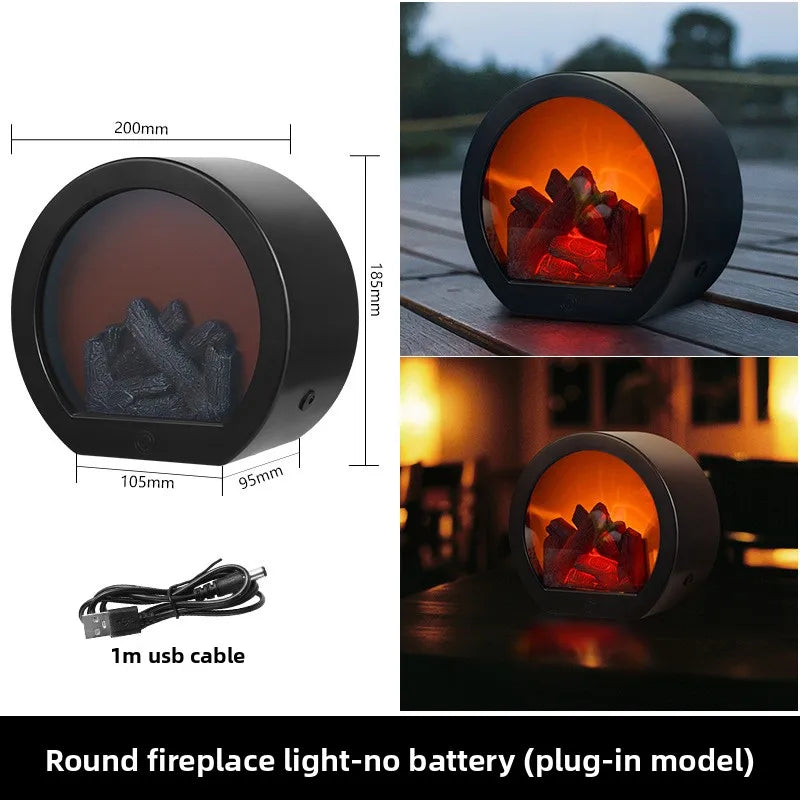LED Fireplace Lamp Realistic Flame | Battery & USB Tabletop Decor