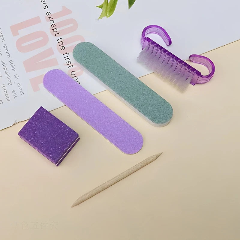 5pcs Mini Nail Files Disposable Wood Sticks Manicure Tools Portable Cleaning Kit For Nail Art Care DIY Home Use Peaceful Pleasures Health and Wellness one size Purple