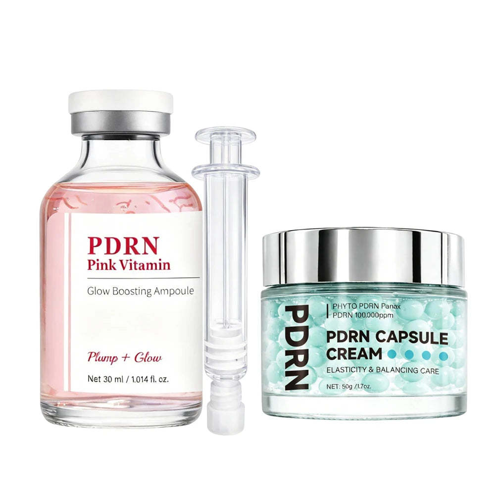 PDRN Pink Vitamin Glow Ampoule & Capsule Cream Set | SAUVASINE