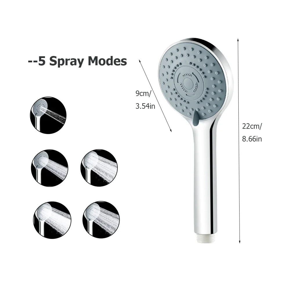 5-Mode Handheld Shower Head Set with Hose & Bracket