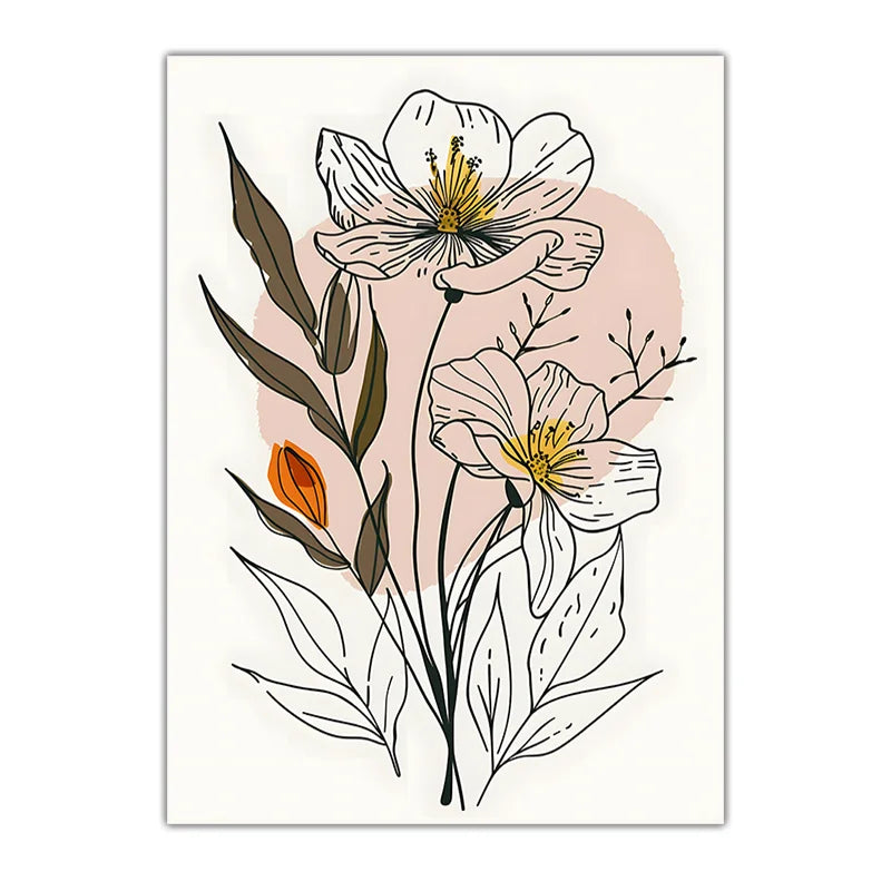 Botanical Flower Canvas Wall Art | Nordic Minimalist Print Canvas Wall Art Peaceful Pleasures Health and Wellness 08 50x70cm NoFrame China Mainland