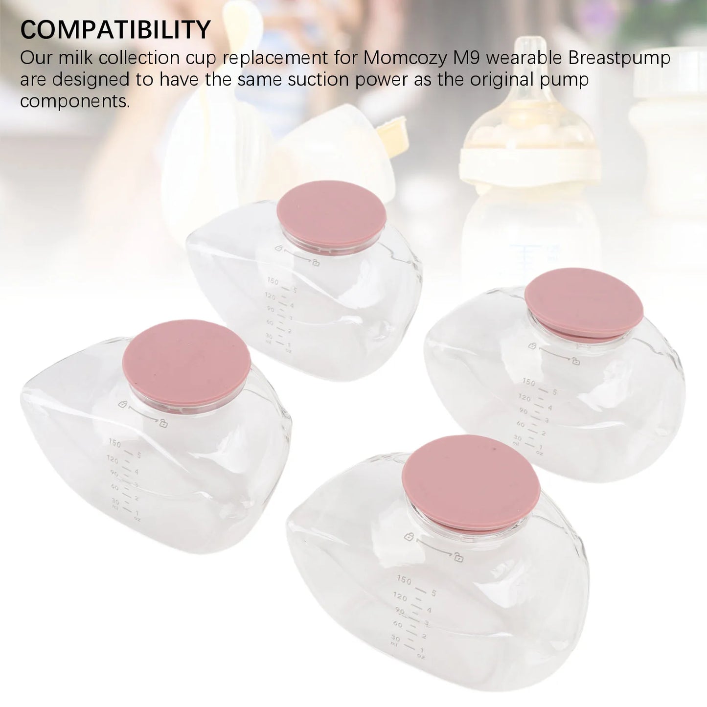 Momcozy M9 Replacement Milk Collection Cups 150ml – 4 Pack