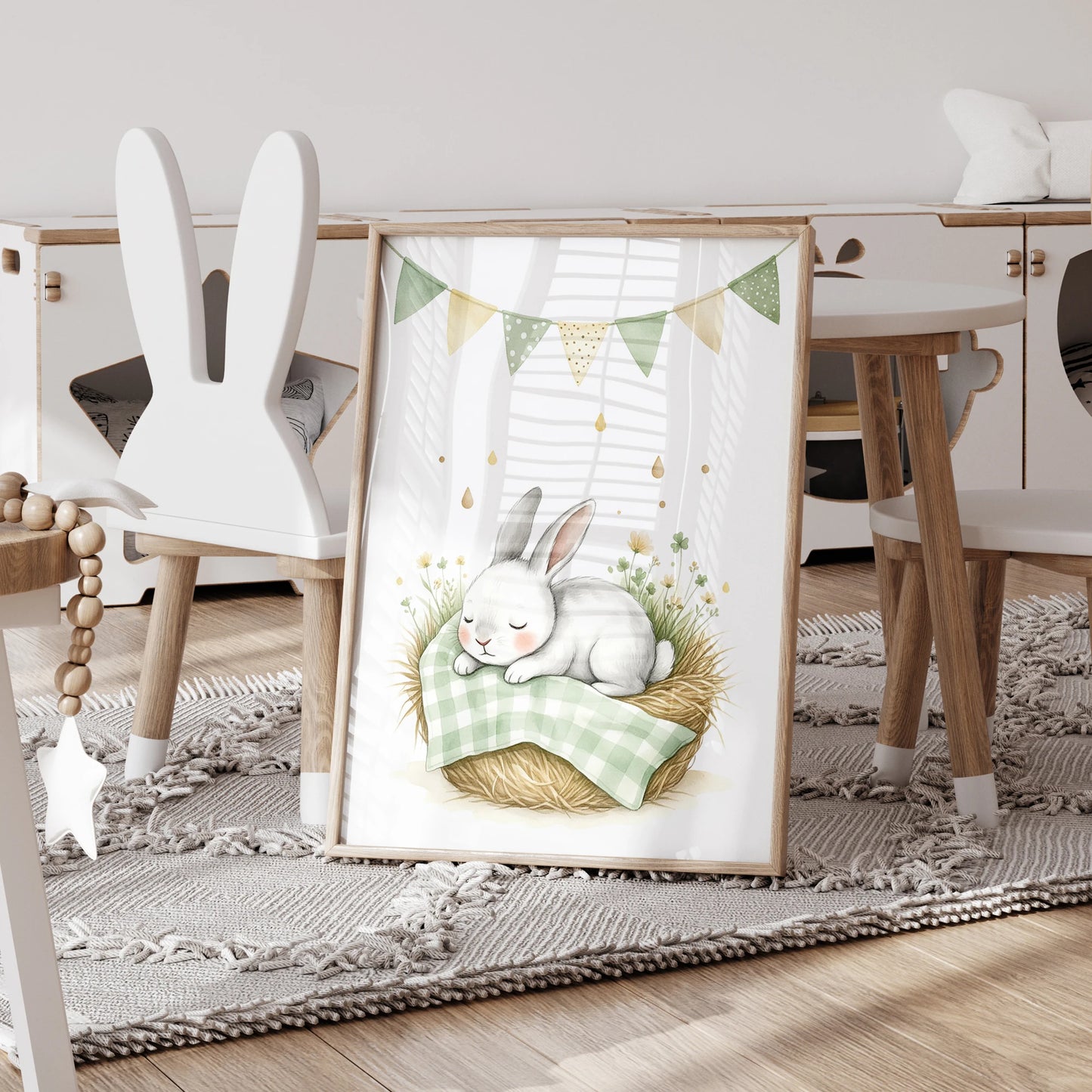 3-Piece Cartoon Animal Canvas Wall Art | Rabbit Hedgehog Squirrel