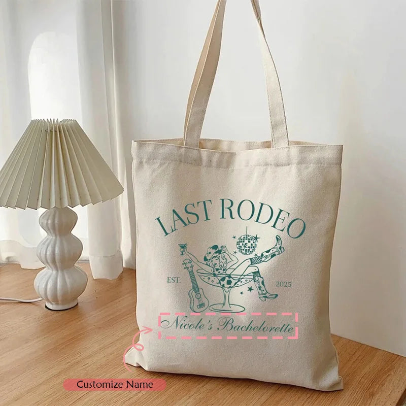 Personalized Last Rodeo Bachelorette Tote Bag | Custom Name Personalized Tote Bag Peaceful Pleasures Health and Wellness custom C 34x42cm
