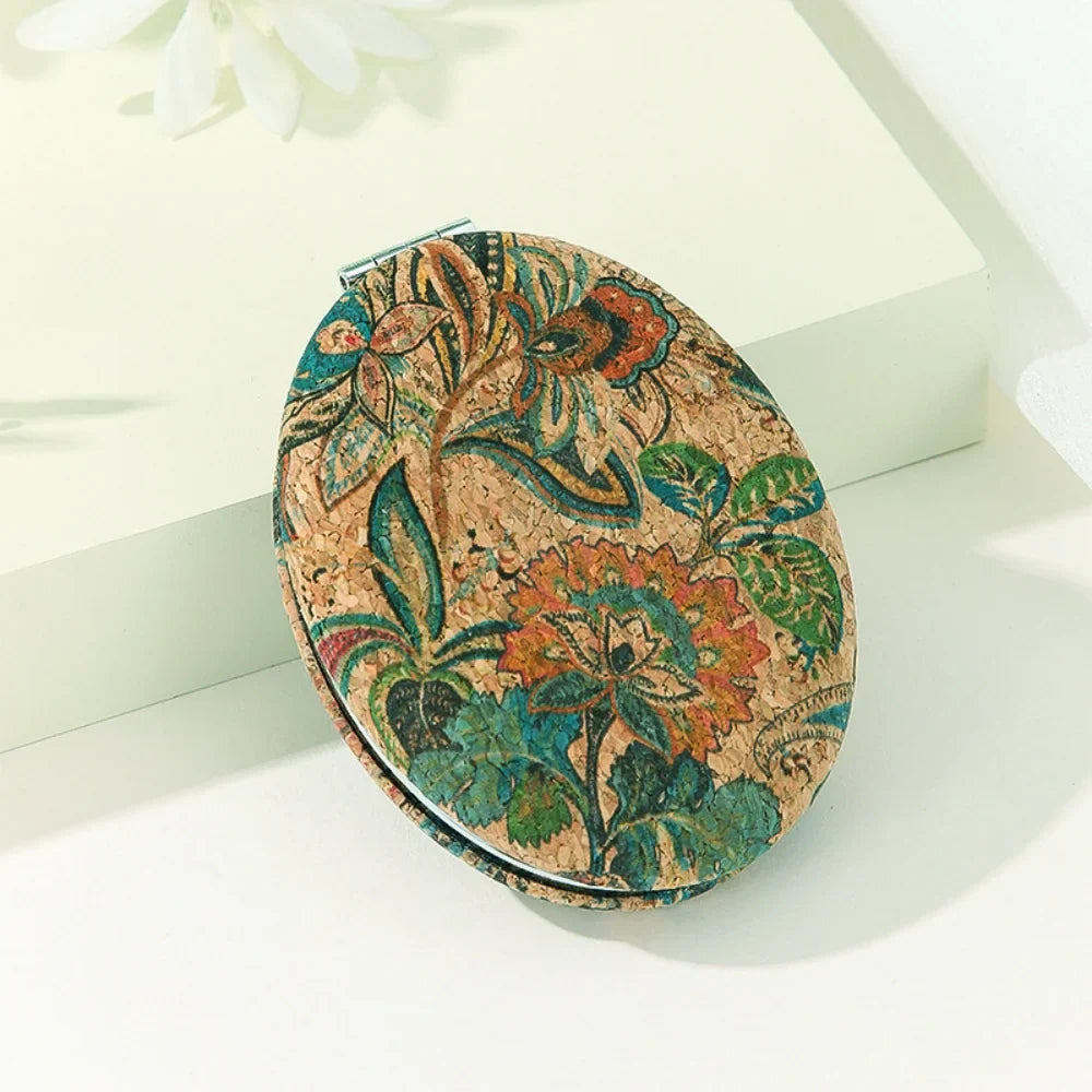 Cork Double-Sided Magnifying Compact Vanity Mirror | Foldable