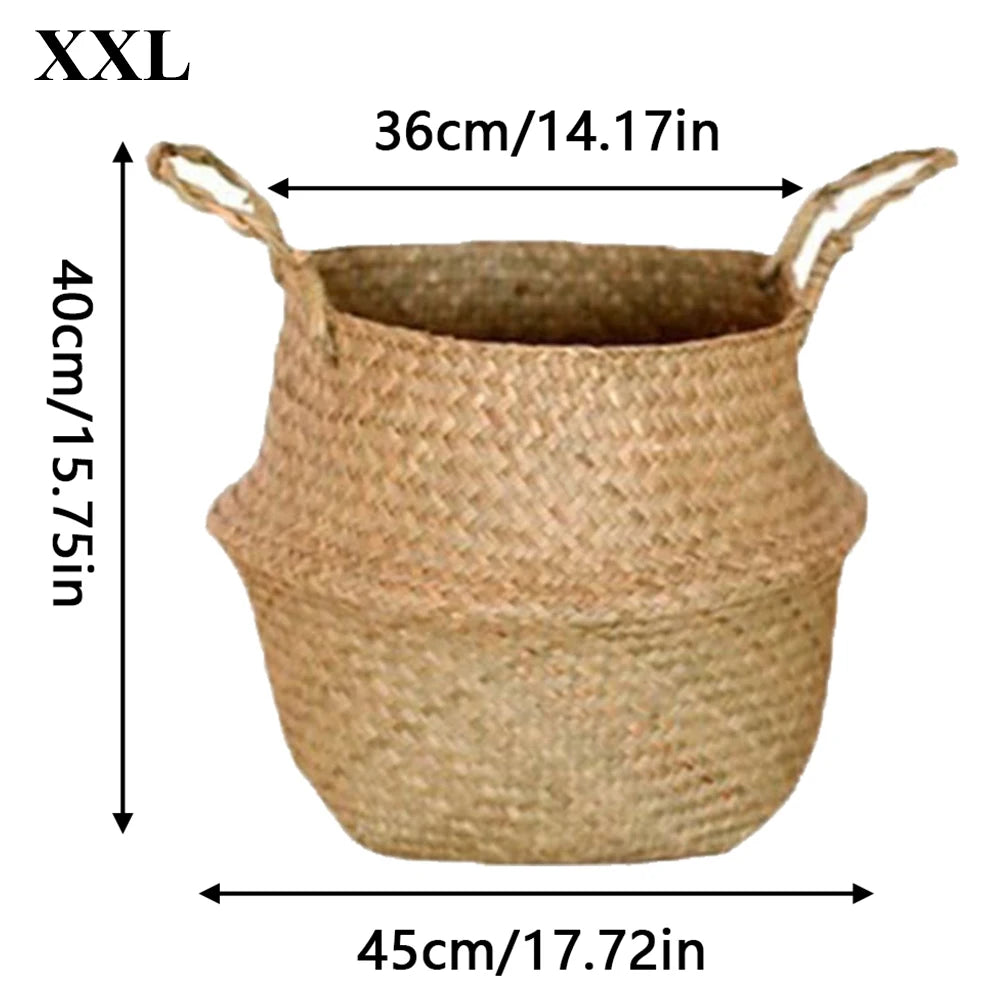 Handwoven Seagrass Plant Basket with Handles | Home Decor