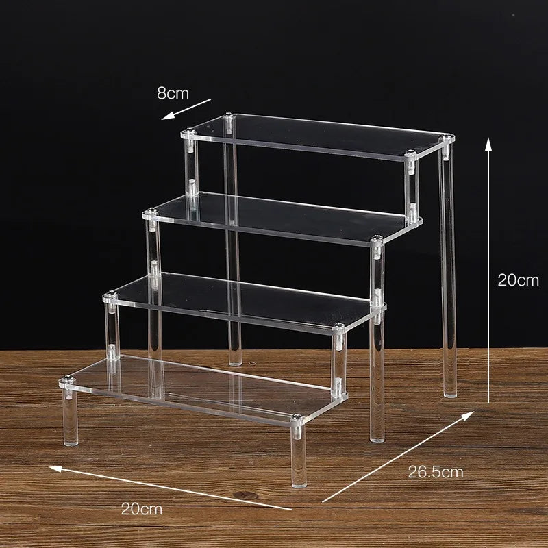 1-5 Tier Acrylic Display Stand Clear Riser Rack Cupcake Perfume Doll