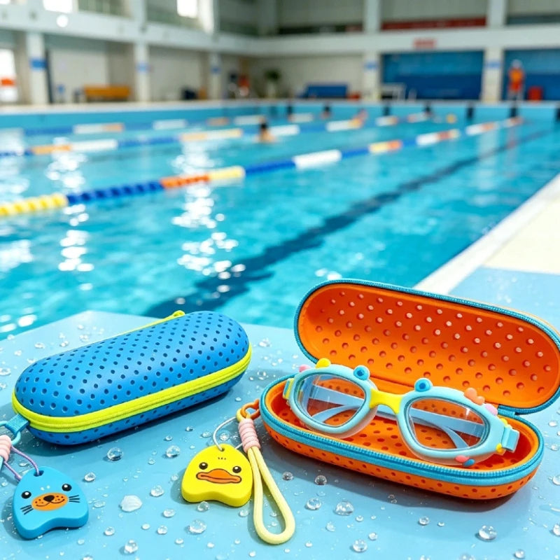 Multcolor Anti-Fog Protective Swim Goggles Case EVA Hollow Eyeglasses Holder with Drain Hole Soft Glasses Storage Box For Swim Peaceful Pleasures Health and Wellness