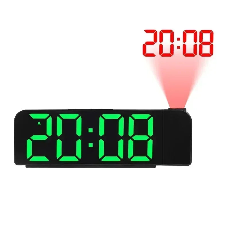 USB Powered Projection Alarm Clock TEMP Date Night Mode Power-off Memory Table Clock 2 Display Modes 12H/24H LED Digital Clock Peaceful Pleasures Health and Wellness Black-Green
