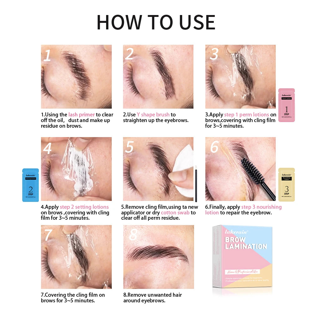 Lakerain Eyebrow Perm Set Long Lasting Natural Effects Make Fuller & Thicker Eyebrow Portable Smaller Packaging For Beginners Peaceful Pleasures Health and Wellness