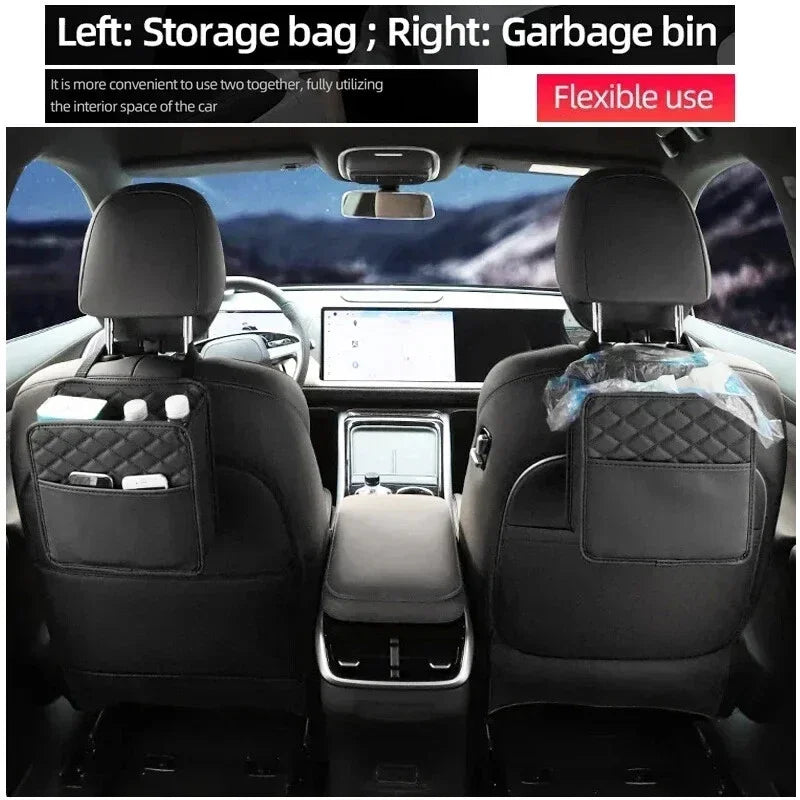 Leather Car Seat Back Organizer | Multi-Pocket Storage Bag Car Seat Organizer Peaceful Pleasures Health and Wellness