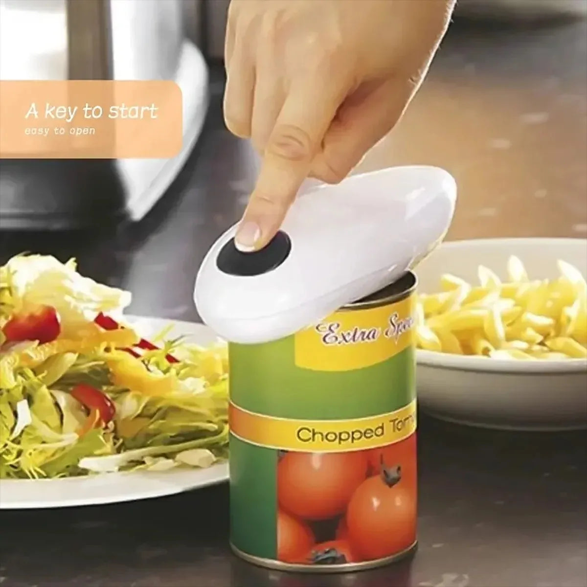 Electric Jar and Can Opener Automatic High-Power Hands-Free No Sharp Edges Kitchen Gadget Peaceful Pleasures Health and Wellness