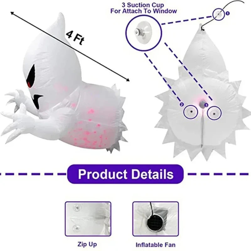 Spooky Halloween Inflatable White Ghost Outdoor Decoration Light Up Scary Decor for Garden Party Indoor Yard unique Party Peaceful Pleasures Health and Wellness