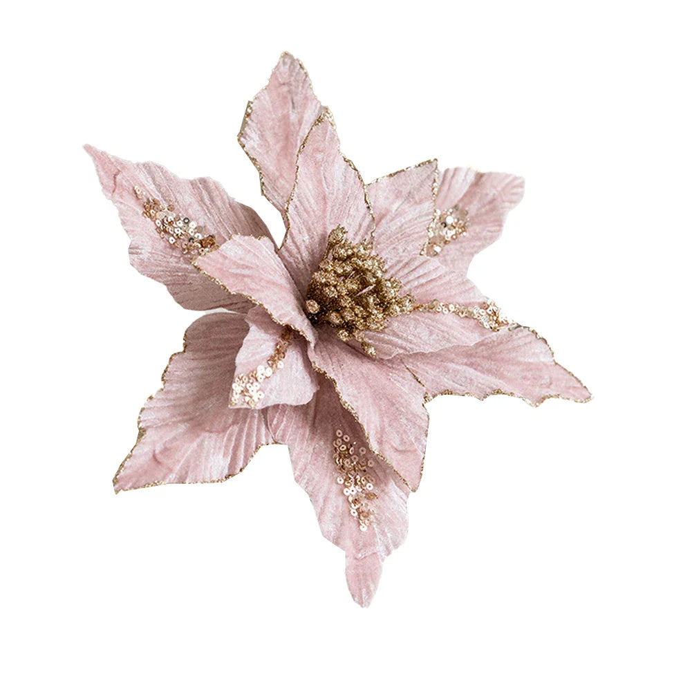 Artificial Christmas Flower Pick | Layered Petals | 26cm Stem
