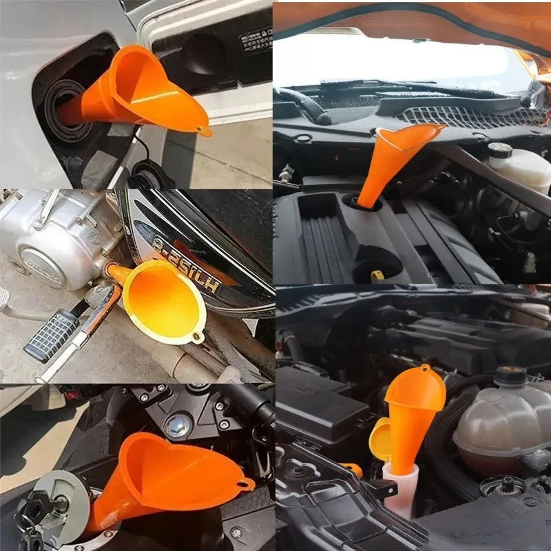 Long Mouth Motorcycle Fuel Funnel – Hands-Free Plastic Refueling