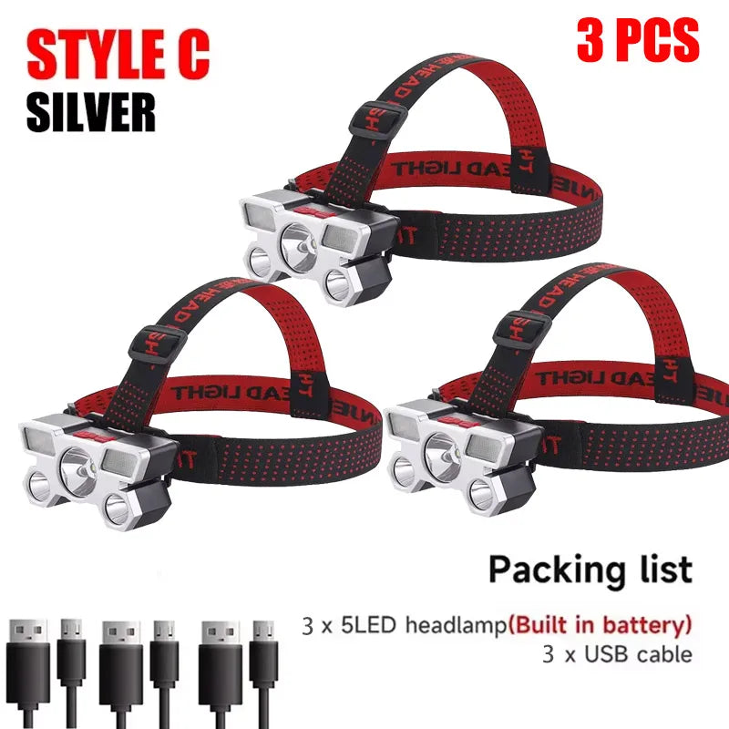 ESMARTER 5-LED Rechargeable Headlamp | Waterproof, 4 Modes