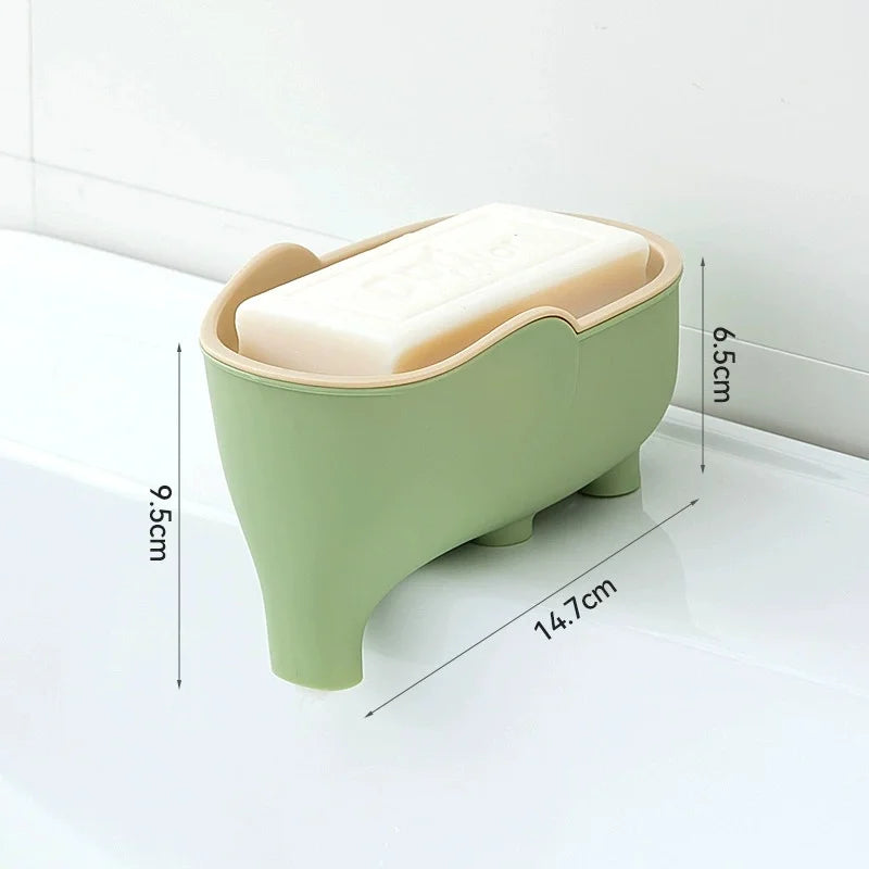 Cute Elephant Double Layer Soap Dish | Bathroom Soap Holder