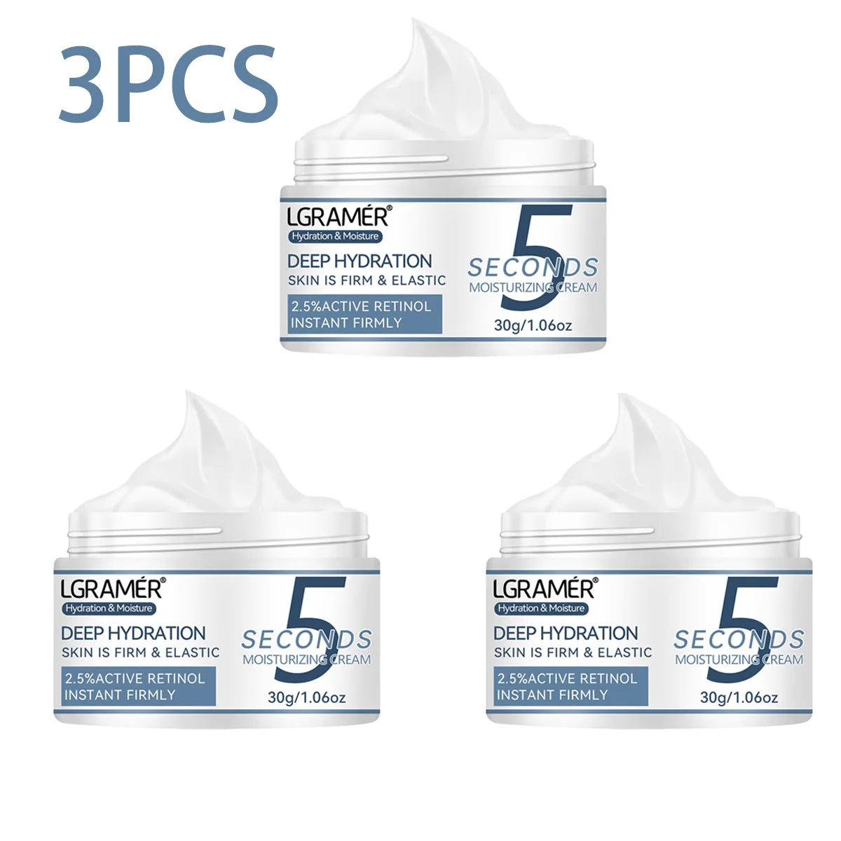 5 Seconds Active Retinol Smooth Wrinkles Cream Improve Damaged Skin Firming Face Fine Skin Moisturizing Care Lifting Cream Peaceful Pleasures Health and Wellness 30g-3pcs