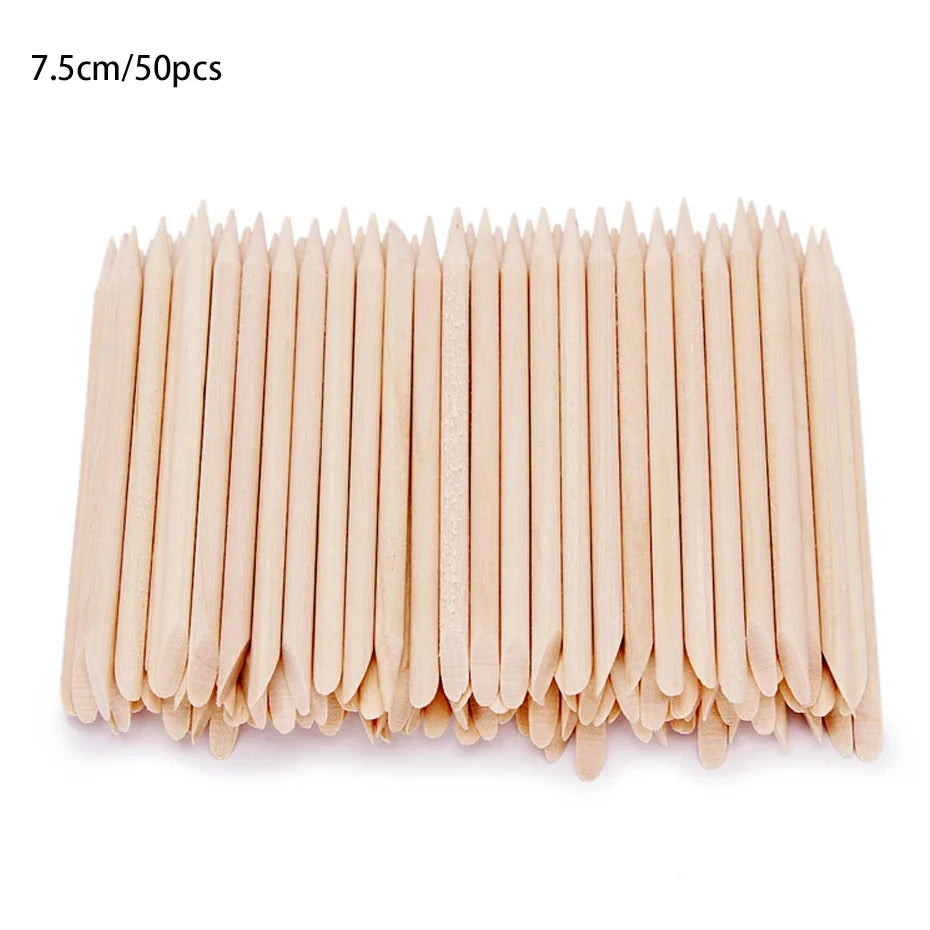 2026 50/100pcs Nail Art Pusher Orange Wood Sticks Cuticle Pusher Remover Rhinestones Dotting Removal Manicure Care Tools Peaceful Pleasures Health and Wellness 3BF046-50S