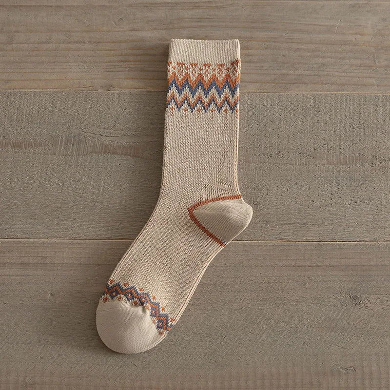 Autumn Winter Brown Mid Length Socks Fashion Grid Pattern Retro Fashion Mid Tube Sock Sweat Absorbing and Breathable Cotton Sock Peaceful Pleasures Health and Wellness 2 1 One Size