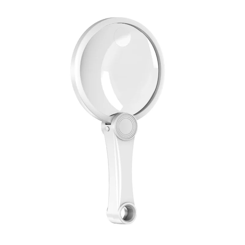 Charging Magnifying Glass 130Mm Optical Coating Mother and Child Mirror, Three Color Light Adjustable Peaceful Pleasures Health and Wellness WHITE