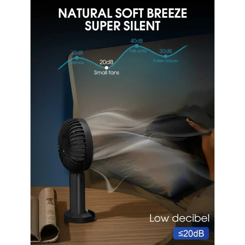 Portable USB Rechargeable Handheld Fan | 5-Speed Digital Display