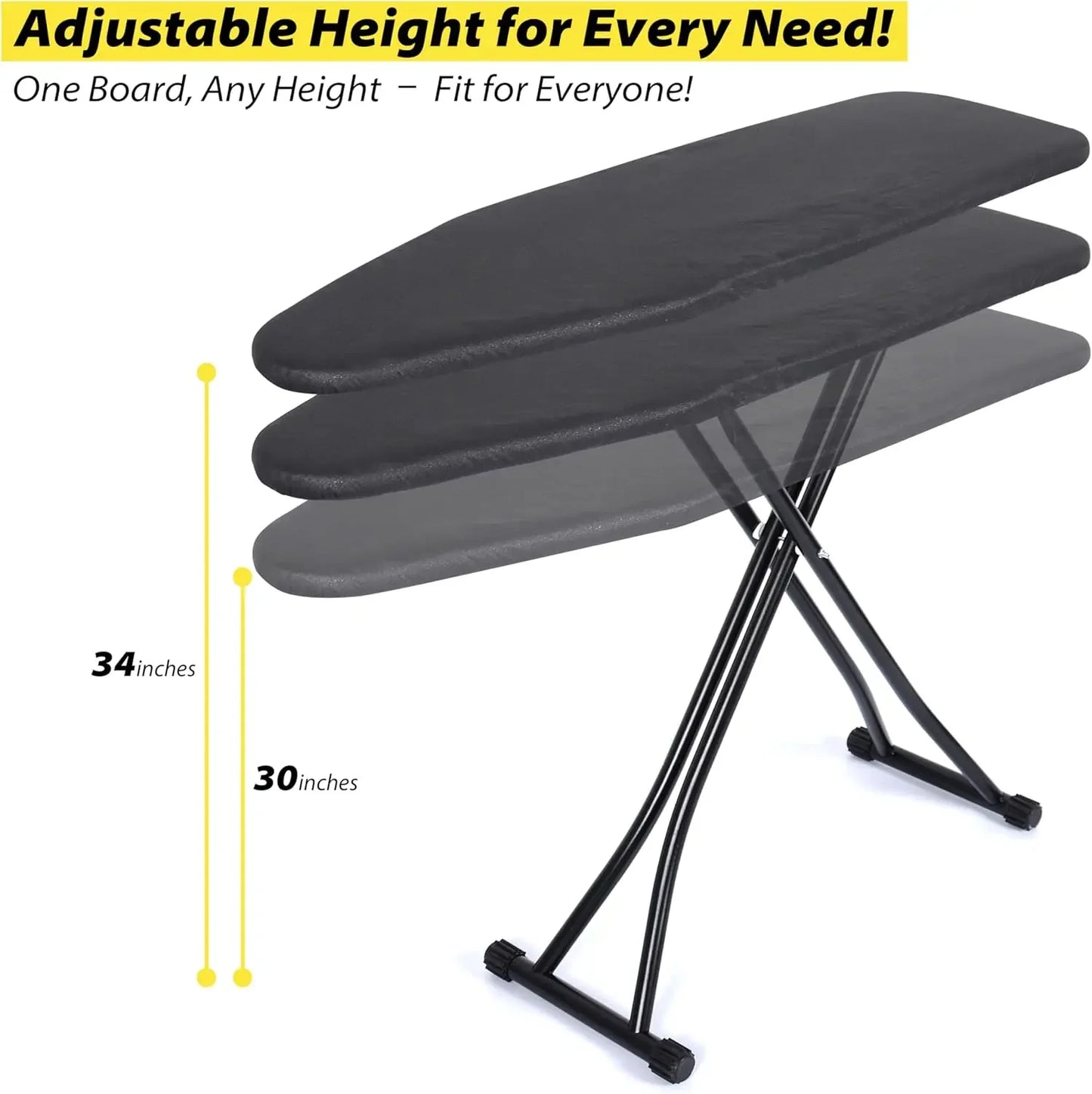 Foldable Adjustable Ironing Board with Heat-Resistant Cover - Lightweight Durable Home Use Peaceful Pleasures Health and Wellness
