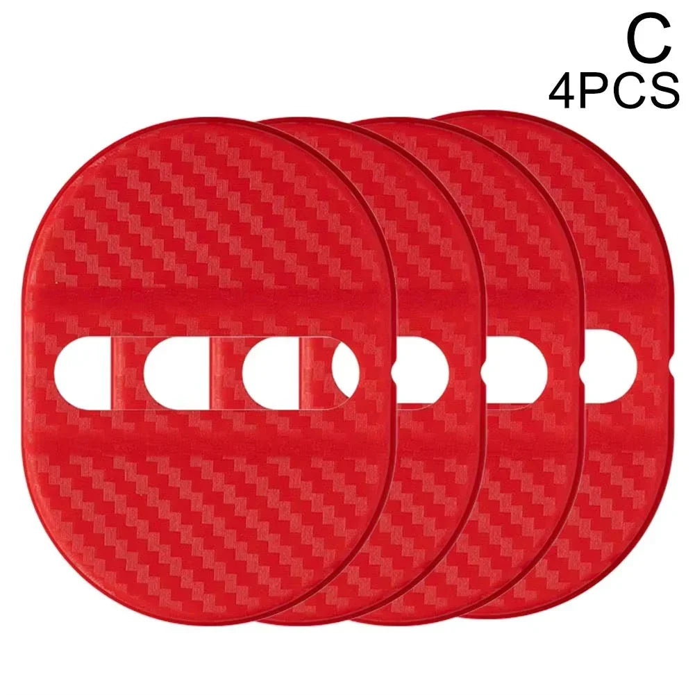 4Pcs Carbon Fiber Door Lock Covers | Peel & Stick Car Protectors