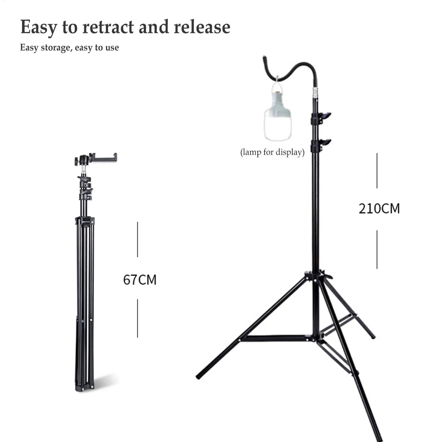 2m Light Stand Folding Telescoping Tripod Adjustable Lightweight Aluminium Floor Lamp Holder Tripod Outdoor Camping Accessories Peaceful Pleasures Health and Wellness