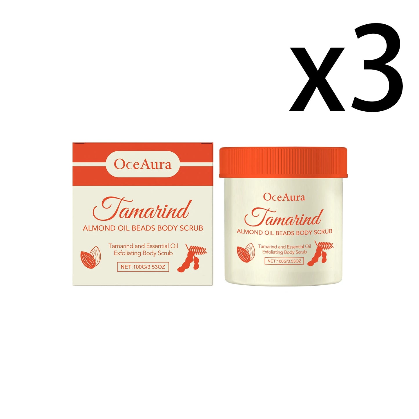 OceAura Tamarind Almond Body Scrub | Brightening Exfoliator 100g