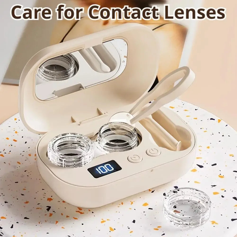 Rechargeable Portable Ultrasonic Contact Lens Cleaning Box, High Vibration 360° Sterilizer Washer for Disposable Soft RGP OK Len Peaceful Pleasures Health and Wellness