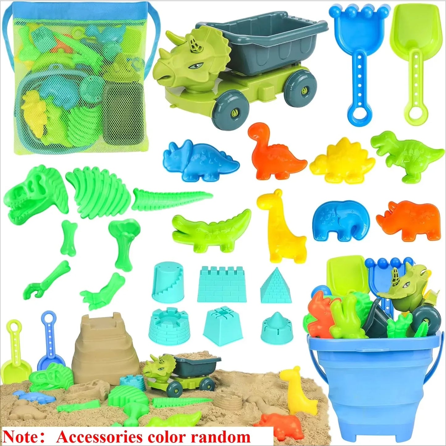 20-Piece Kids Beach Toys Set | Sand Molds, Ice Cream & Bucket