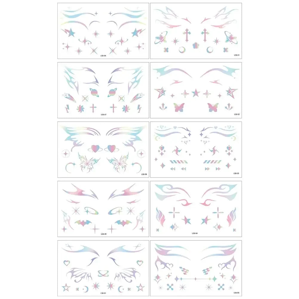 Laser Glitter Temporary Tattoo Face Stickers – Eye Decals