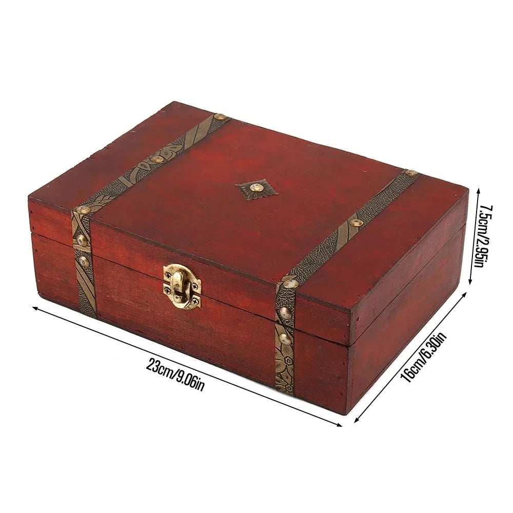 Retro Wooden Storage Box with Metal Clasp, Vintage Keepsake Case for Jewelry Rings Coins, Wood Craft Organizer Home Decor Peaceful Pleasures Health and Wellness 1pc