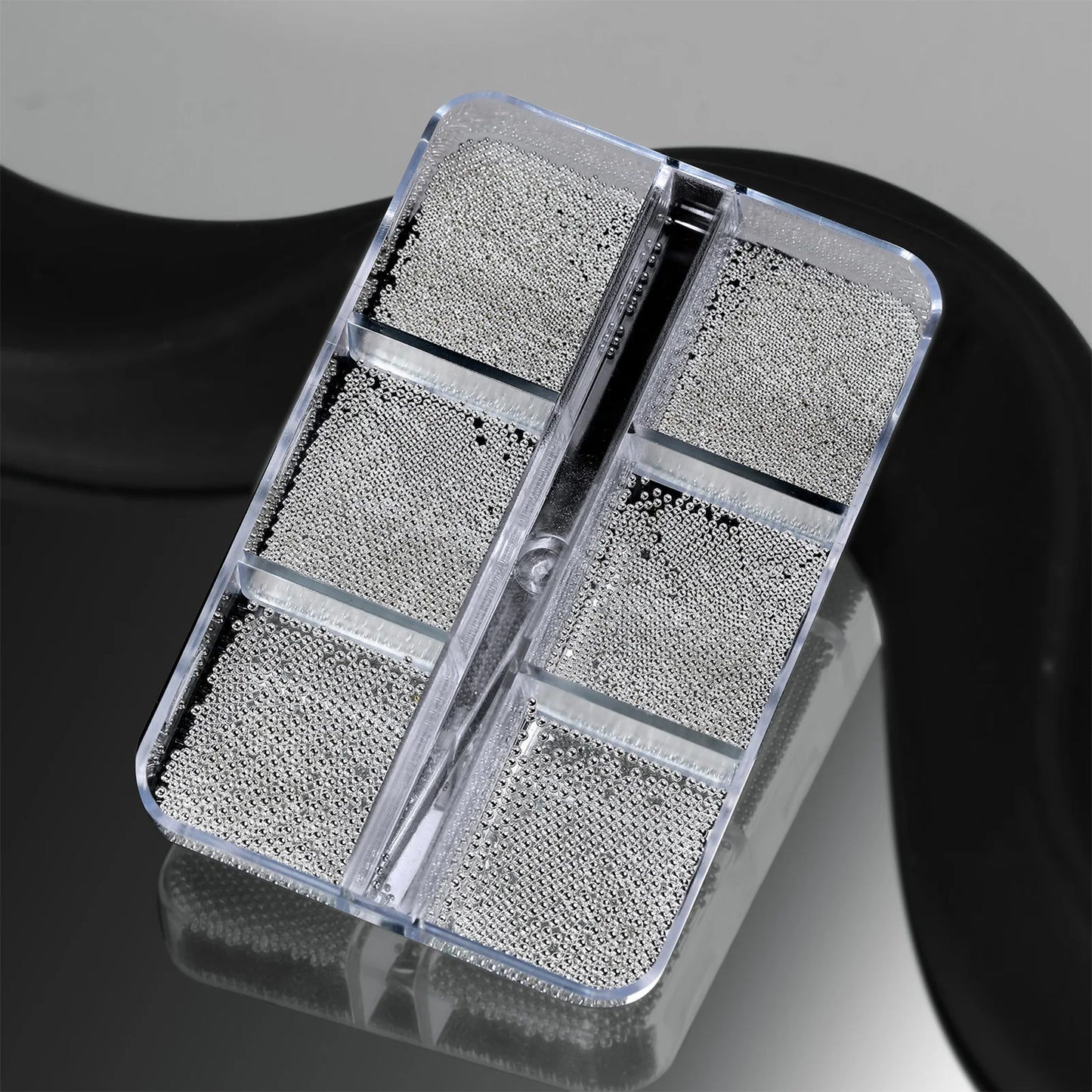 Alloy Small Steel Beads Nail Art Decoration Kit 6 Grids Gold Silver Mixed Colors Diy Manicure Charms For Home Salon Use Peaceful Pleasures Health and Wellness Silvery