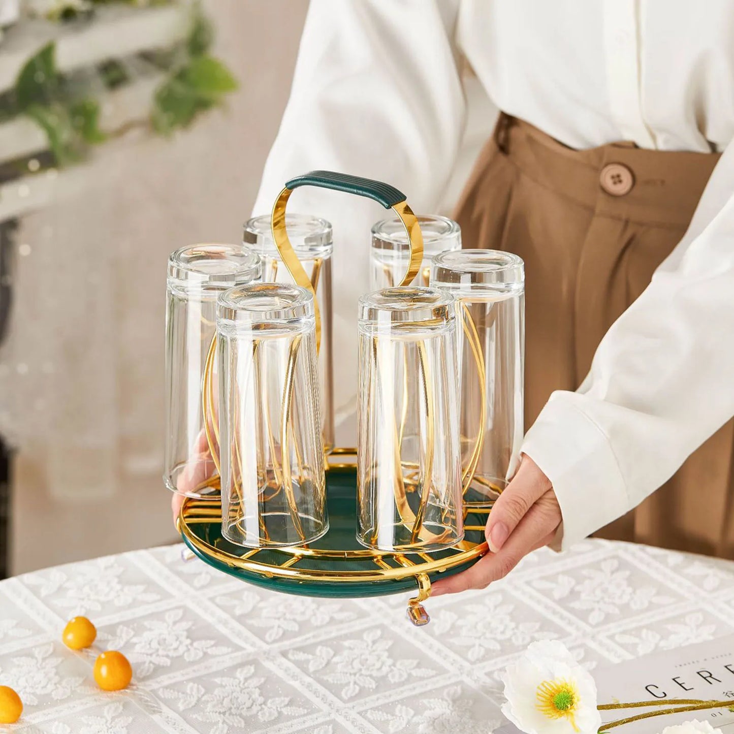 Cup Upside Down Drain Rack Space-saving Large Capacity Cup Organizer Rack for Home Kitchen Bar Decoration Peaceful Pleasures Health and Wellness